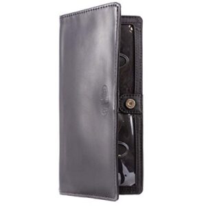 Big Skinny Women's Executive Leather Bi-Fold Checkbook Slim Wallet, Holds Up to 40 Cards, Black