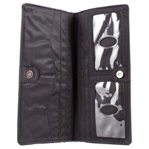 Big Skinny Women's Executive Leather Bi-Fold Checkbook Slim Wallet, Holds Up to 40 Cards, Black