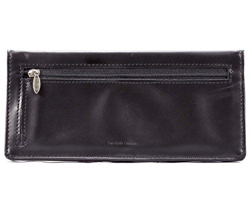 Big Skinny Women's Executive Leather Bi-Fold Checkbook Slim Wallet, Holds Up to 40 Cards, Black