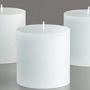 Set of 3 Pillar Candles 3" x 3" Unscented Handpoured Weddings, Home Decoration, Restaurants, Spa, Church Smokeless Cotton Wick - White