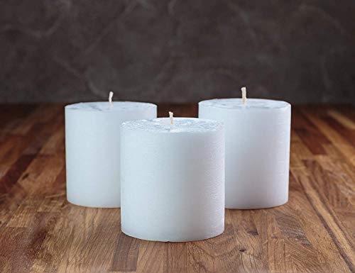 Set of 3 Pillar Candles 3" x 3" Unscented Handpoured Weddings, Home Decoration, Restaurants, Spa, Church Smokeless Cotton Wick - White