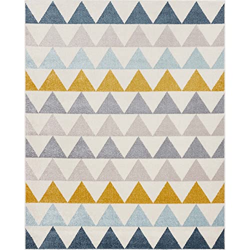 Well Woven Mystic Nova Ivory Modern Geometric 3'11" x 5'3" Distressed Area Rug, 3 ft 11 in x 5 ft 3