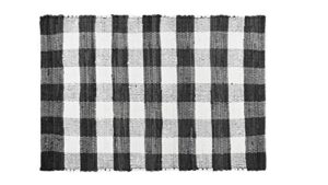 glamburg cotton buffalo check plaid rugs washable, handwoven checkered rug welcome door mat 22×34 rug for kitchen bathroom outdoor porch laundry living room, farmhouse reversible rag rug black white