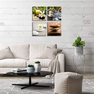 NAN Wind Zen Canvas Wall Art Spa Still Life with Green Bamboo Fountain and Zen Stone Jasmine Flower Painting Pictures for Home Decoration Modern Painting Wall Decor Canvas