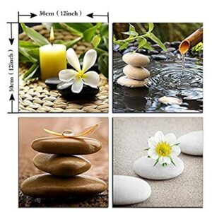 NAN Wind Zen Canvas Wall Art Spa Still Life with Green Bamboo Fountain and Zen Stone Jasmine Flower Painting Pictures for Home Decoration Modern Painting Wall Decor Canvas