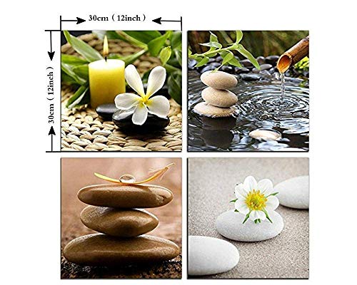 NAN Wind Zen Canvas Wall Art Spa Still Life with Green Bamboo Fountain and Zen Stone Jasmine Flower Painting Pictures for Home Decoration Modern Painting Wall Decor Canvas