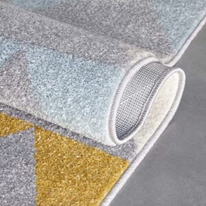 Well Woven Mystic Nova Grey Modern Geometric 5'3" x 7'3" Distressed Area Rug, 5 ft 3 in x 7 ft 3