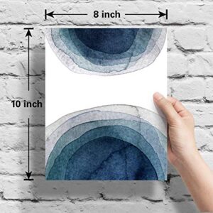 Wall Art Prints 8X10 UNFRAMED Abstract Aqua Blue Teal Gray Watercolor Paintings for Bedroom Living Room Kitchen Bathroom Dining Room Decor Home Decor Wall Decor Office Set of 4