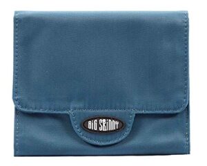 big skinny women’s trixie tri-fold leather wallet, holds up to 30 cards, compact,lightweight, teal