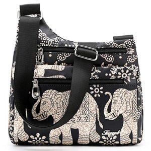 stuoye nylon multi-pocket crossbody purse bags for women travel shoulder bag (elephant)