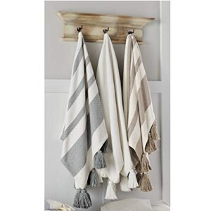 Mud Pie Woven Tassel White Throw Blanket, 50" x 61"