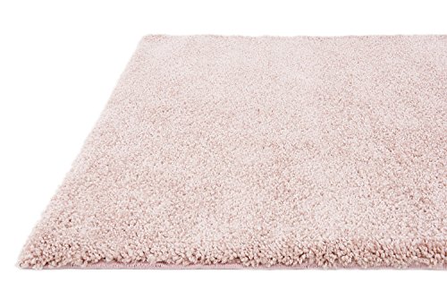 Unique Loom Solo Collection Solid, Plush, Kids, Modern Area Rug, 5 ft x 7 ft 7 in, Pink