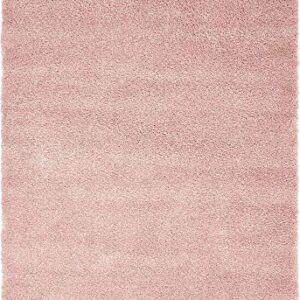 Unique Loom Solo Collection Solid, Plush, Kids, Modern Area Rug, 5 ft x 7 ft 7 in, Pink