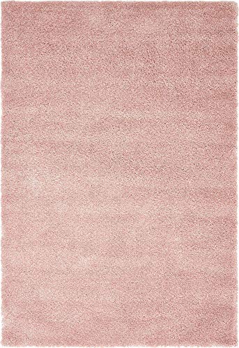 Unique Loom Solo Collection Solid, Plush, Kids, Modern Area Rug, 5 ft x 7 ft 7 in, Pink