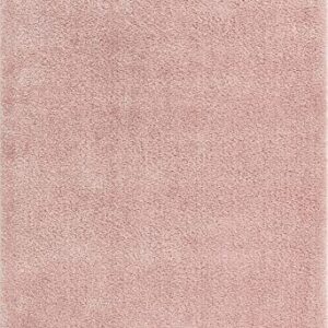 Unique Loom Solo Collection Solid, Plush, Kids, Modern Area Rug, 5 ft x 7 ft 7 in, Pink