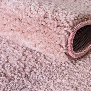 Unique Loom Solo Collection Solid, Plush, Kids, Modern Area Rug, 5 ft x 7 ft 7 in, Pink