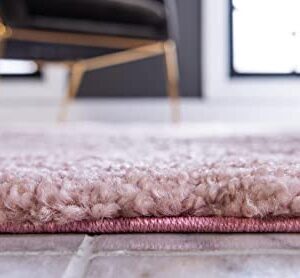 Unique Loom Solo Collection Solid, Plush, Kids, Modern Area Rug, 5 ft x 7 ft 7 in, Pink