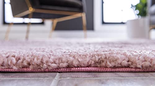 Unique Loom Solo Collection Solid, Plush, Kids, Modern Area Rug, 5 ft x 7 ft 7 in, Pink