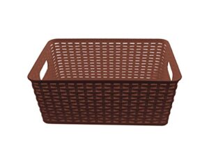 ybm home medium plastic rattan storage box basket organizer, small – brown – 1 pack