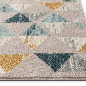 Well Woven Mystic Simone Gold Modern Geometric 5'3" x 7'3" Distressed Area Rug