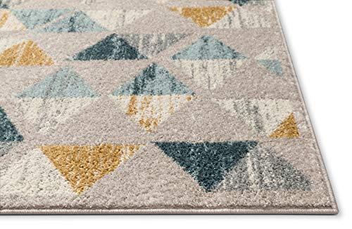 Well Woven Mystic Simone Gold Modern Geometric 5'3" x 7'3" Distressed Area Rug