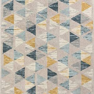 Well Woven Mystic Simone Gold Modern Geometric 5'3" x 7'3" Distressed Area Rug