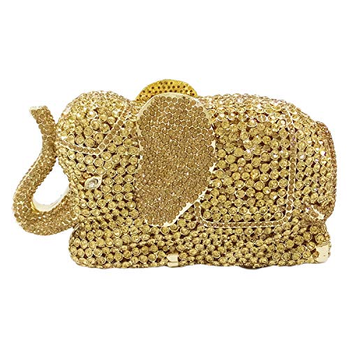 Boutique De FGG Gold Elephant Evening Clutches Bags Metal Minaudiere Handbags Clutch Bridal Wedding Party Purse