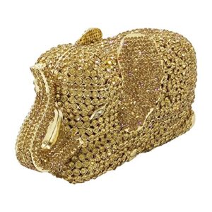 Boutique De FGG Gold Elephant Evening Clutches Bags Metal Minaudiere Handbags Clutch Bridal Wedding Party Purse