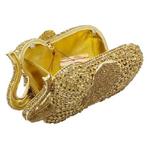 Boutique De FGG Gold Elephant Evening Clutches Bags Metal Minaudiere Handbags Clutch Bridal Wedding Party Purse