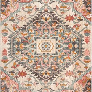 Well Woven Mystic Gwendolyn Blush Bohemian Floral 3'11" x 5'3" Distressed Area Rug