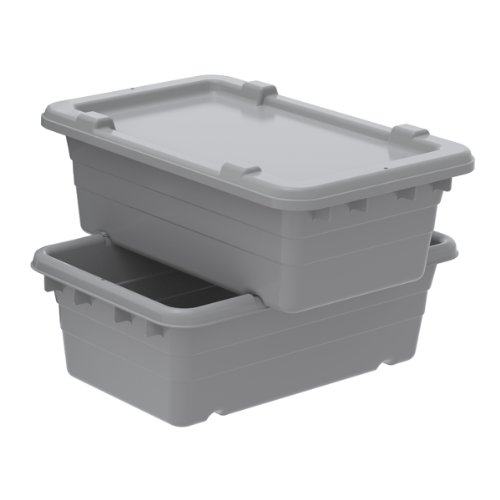 Akro-Mils 34305 Jumbo Lug Plastic Nest and Cross Stack Akro-Tub Tote, (25-Inch x 16-Inch x 9-Inch), Gray, (6-Pack)