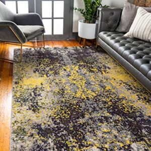 Unique Loom Estrella Collection Distressed, Abstract, Dark Colors, Modern Area Rug, 3 ft 3 in x 5 ft 3 in, Gray/Beige