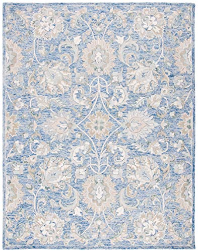 SAFAVIEH Glamour Collection 9' x 12' Blue / Beige GLM624M Handmade Premium Wool Area Rug