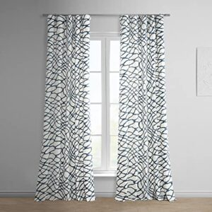 hpd half price drapes printed cotton twill curtains for room décor 50 x 108 (1 panel), prtw-d50c-108, ellis blue