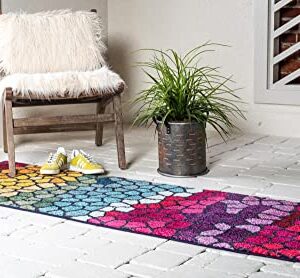 Unique Loom Estrella Collection Geometric, Abstract, Colorful, Modern, Mosaic Area Rug, 2 ft 2 in x 6 ft 7 in, Multi/Blue