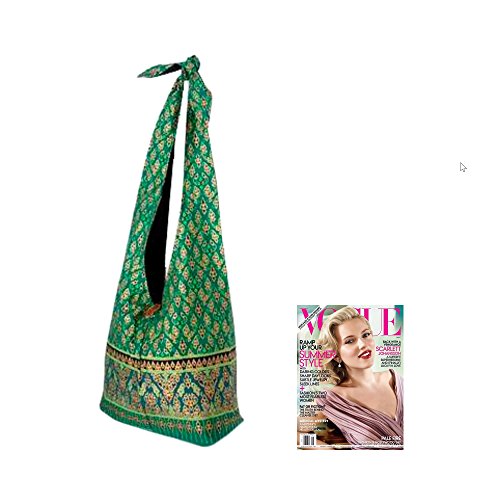 NOVICA Green and Gold Cotton Sling Cross Body Bag, Royal Thai Emerald'