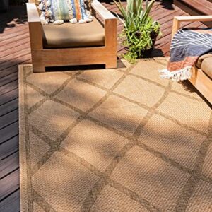 Unique Loom Trellis Collection Area Rug-Geometric Lattice Design, Moroccan Inspired for Indoor/Outdoor Décor, 6 ft x 9 ft, Light Brown/Brown