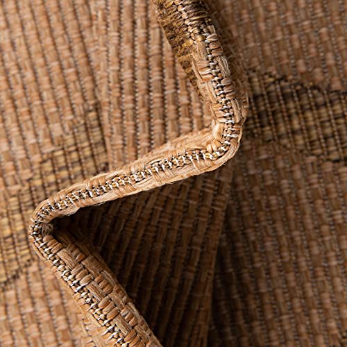 Unique Loom Trellis Collection Area Rug-Geometric Lattice Design, Moroccan Inspired for Indoor/Outdoor Décor, 6 ft x 9 ft, Light Brown/Brown