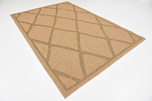 Unique Loom Trellis Collection Area Rug-Geometric Lattice Design, Moroccan Inspired for Indoor/Outdoor Décor, 6 ft x 9 ft, Light Brown/Brown