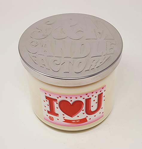 Clearance Priced ~ I Love U! - Valentine's Day Red Hot Cinnamon Scented 3 Wick Candle - Soy Wax Candle - 100% Made in USA- I Love You- S&M Candle Factory (Red Hot Cinnamon)