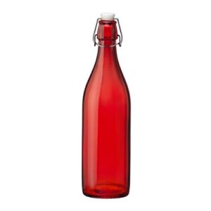 Bormioli Rocco Giara Red Glass Swing Top Bottle, 33 3/4 oz