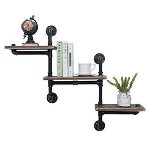 oldrainbow industrial pipe shelving wall mounted,real wood book shelves,rustic metal floating shelves,wall shelf unit bookshelf hanging wall shelves,farmhouse kitchen bar shelving