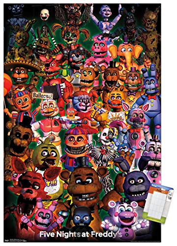 Trends International Five Nights at Freddy's - Ultimate Group Wall Poster, 22.375" x 34", Poster & Mount Bundle