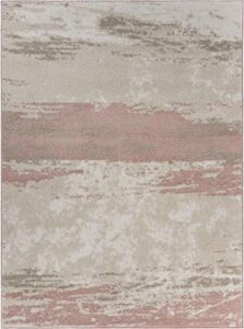 lr home abstract brushstroke area rug, 5’2″ x 7’2″, ivory/blush