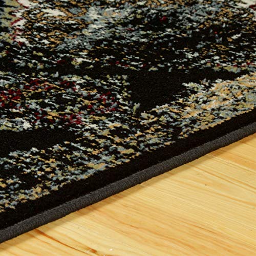 SUPERIOR Large Indoor Area Rug with Jute Backing, Traditional Design Carpet from Egypt for Bedroom, Living Room, Office, Dorm, Kitchen, Entryway, Mayfair Collection 8x10, Black