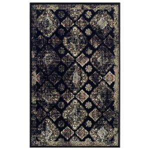 SUPERIOR Large Indoor Area Rug with Jute Backing, Traditional Design Carpet from Egypt for Bedroom, Living Room, Office, Dorm, Kitchen, Entryway, Mayfair Collection 8x10, Black