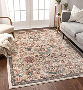 well woven mystic harper blush bohemian floral 5’3″ x 7’3″ distressed area rug, 5 ft 3 in x 7 ft 3