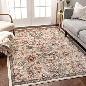 Well Woven Mystic Harper Blush Bohemian Floral 5'3" x 7'3" Distressed Area Rug, 5 ft 3 in x 7 ft 3