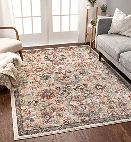 Well Woven Mystic Harper Blush Bohemian Floral 5'3" x 7'3" Distressed Area Rug, 5 ft 3 in x 7 ft 3