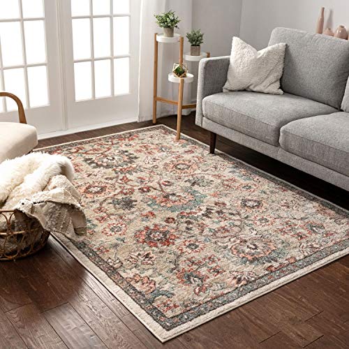 Well Woven Mystic Harper Blush Bohemian Floral 5'3" x 7'3" Distressed Area Rug, 5 ft 3 in x 7 ft 3